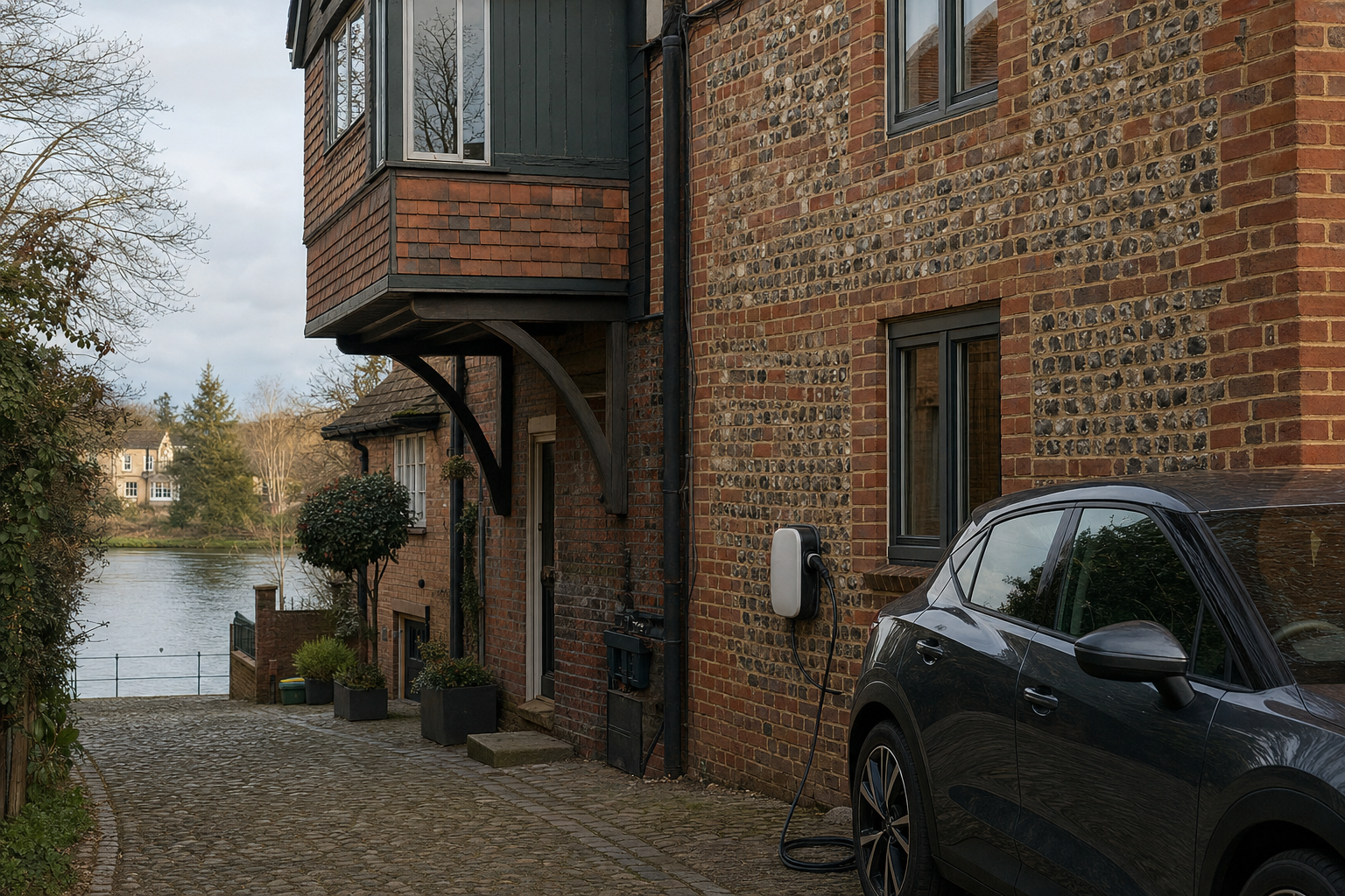 Smart EV charger with load balancing at a Hertford terrace property