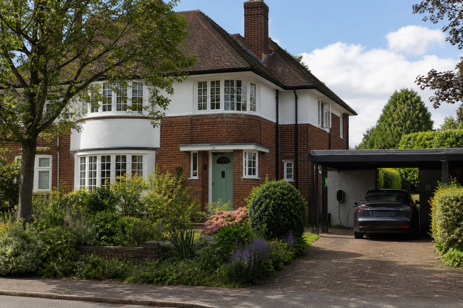 Home EV charger on a Welwyn Garden City property driveway