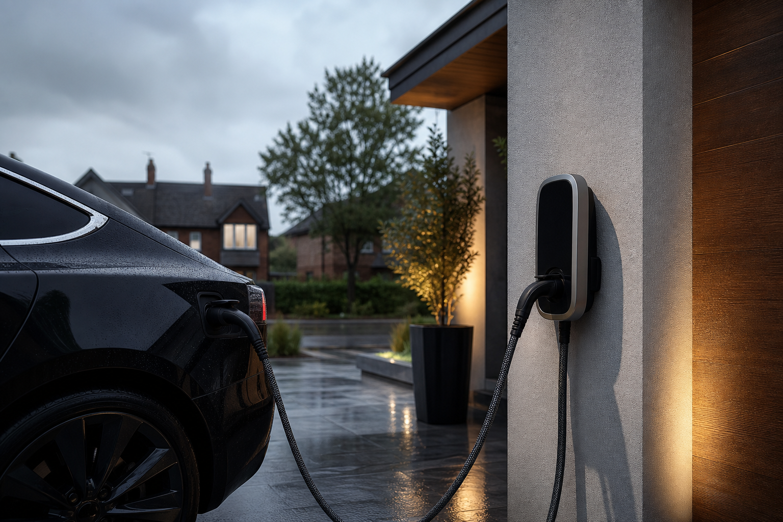 Workplace EV charging installation at a Hertfordshire business car park